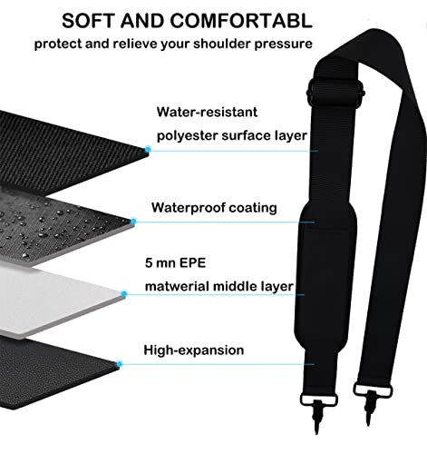Universal Replacement Laptop Shoulder Strap, Durable 55" Adjustable Comfortable Belt with Metal Hooks for Briefcase, Compu...
