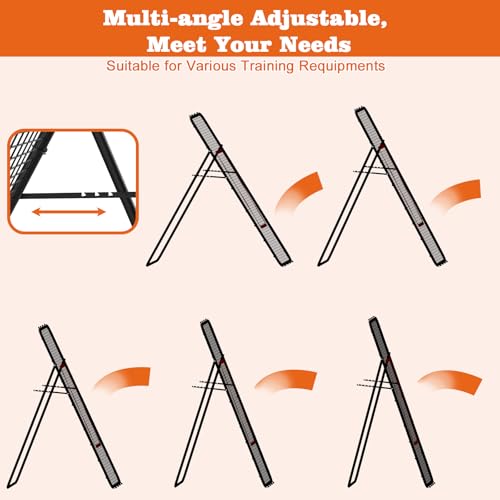 Adjustable Volleyball Rebounder Net 7x4 FT, Steel Frame & High-Tension PE Netting, Durable & Portable Volleyball Training ...