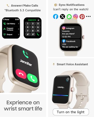 TOOBUR Smart Watch for Women, Alexa Built-in, Answer/Make Calls, 1.91" HD Screen Fitness Watch, IP68 Waterproof, 100 Sport...