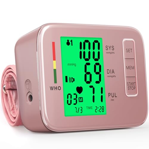 Blood Pressure Monitor,Pink Blood Pressure Machine Bp Cuff Automatic Upper Arm with 8.7”-16.5 inches Adjustable Automatic ...
