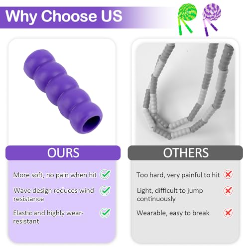 Jump Rope for Kids, Adjustable Jump Ropes for 4 5 6 7 8 10 12, Tangle Free Jumping Rope Age 8-12, Segmented Soft Beaded Sk...