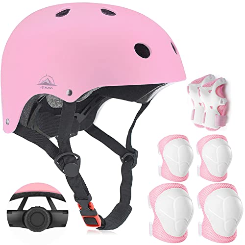 Adjustable Kids Helmet with Knee Pad, Elbow Pads & Wrist Guards - Toddler Bike Helmets for Ages 3-5, 5-8, 8-14 Years - Per...