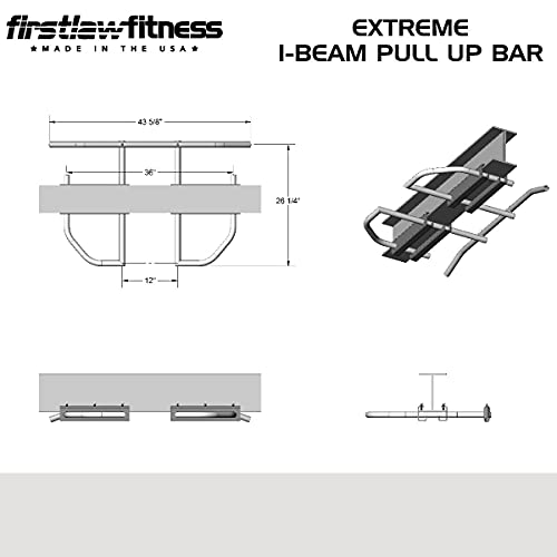 Firstlaw Fitness - 600 LBS Weight Limit - Extreme I-Beam Pull Up Bar - Long Bar with Bent Ends - Durable Rubber Grips - Re...