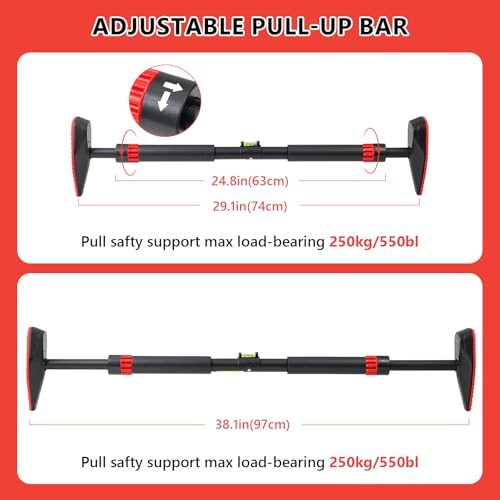 Pull Up Bar for Doorway, Door Frame Chin Up Bar without Screw Exercise Bars for Home Workouts Strength Training Adjustable...