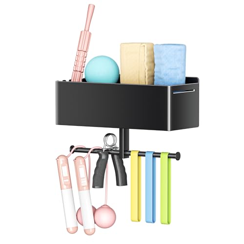 Home Gym Wall Storage, White Resistance Bands Rack Hanger Metal, Wall Mounted Fitness Bands Holder, Multi-Purpose Heavy Du...