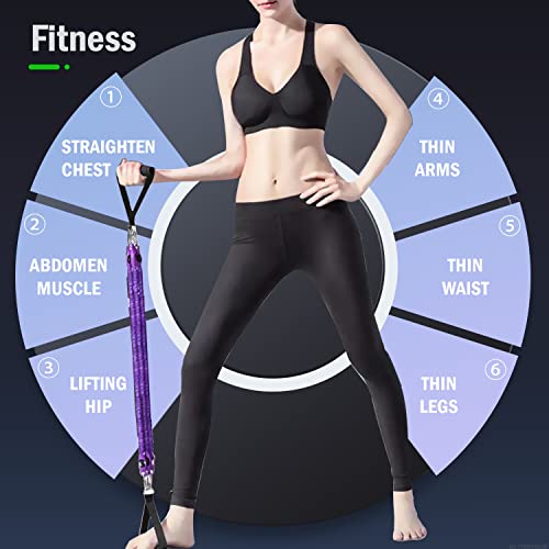 Foot Pedal Resistance Band with Handle Sit up Exerciser for Women Men Full Body Muscle Workout, Adjustable Pull Rope for L...