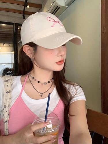 Trendy Bow-Tie Baseball Cap for Women and Men Trucker Hats Y2k Adjustable Fashion Sun Hat with Visor for Hiking & Travel