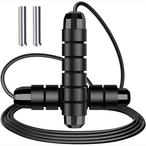 Elicho Weighted Jump Rope,Adjustable Tangle-Free Rapid Speed Steel Jumping Rope for Kids,Women and Men,Workout Jump Rope w...