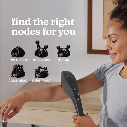 Homedics Deep Tissue Percussion Massager with 3 Speeds, 5 Attachments, and Long Handle for Hard-to-Reach Areas