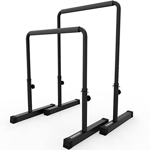 Synergee Dip Bar. Adjustable Dip Station from 30” – 39” for Dips, Inverted Pull Ups. Max capacity 400 lbs. Portable Dip St...