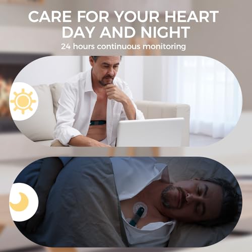 Livenpace 1-Lead Heart Health Monitor at Home, Portable 24 Hours Chest Lead Device with Free AI Analysis & PC Report, Rech...