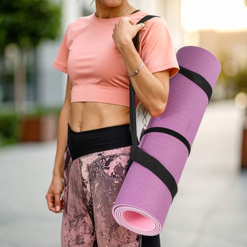 Xindojuz 2 PCS Yoga Mat Strap for Carrying [mat Not Included] Adjustable Yoga Mat Sling Band Easy-Cinch Mats Holder Stretc...