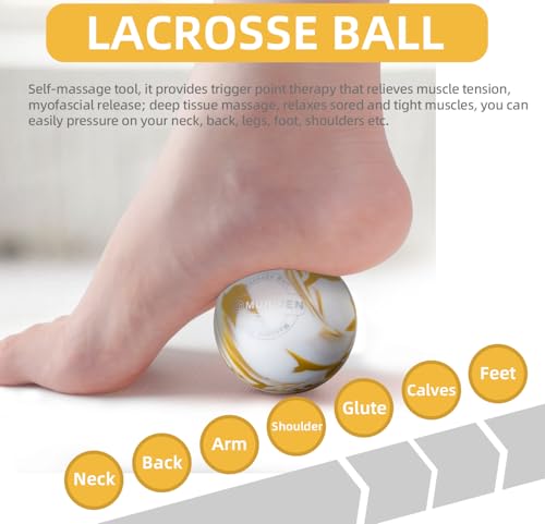 MURLIEN Massage Ball, Lacrosse Ball for Trigger Point Therapy, Deep Tissue, Myofascial Release, Sore Muscle Relief Massage...