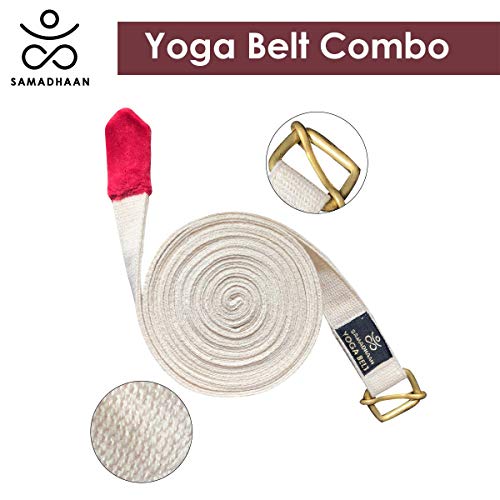 Samadhaan Yoga Strap with Durable Sliding Brass Buckle | Strong & Secure Yoga Strap | Double Thickness Adjustable Yoga Bel...