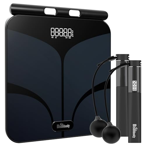 Smart Body Composition Scale & Digital Jump Rope Set – Bluetooth Body Fat Scale with 29 Metrics, Bathroom Weight Scale for...