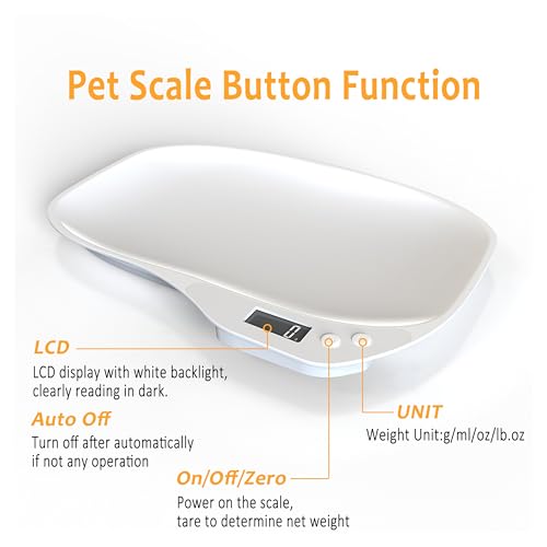 HMRCYTE Small Animal Digital Scale, Pet Scale with LCD Display, Puppy Scale, Electronic Kitchen Food Scale, (Max 33lbs),14...