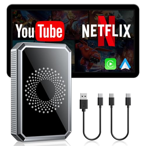 LAMTTO 3-in-1 Magic Video Box for Streaming Netflix/YouTube/TikTok, Wireless Carplay Adapter Dongle with USB Drive for OEM...
