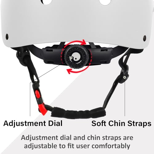 OUWOR Skateboard Bike Helmet, Lightweight Adjustable, Multi-Sport for Bicycle Skate Scooter, 3 Sizes for Adult Youth & Kids