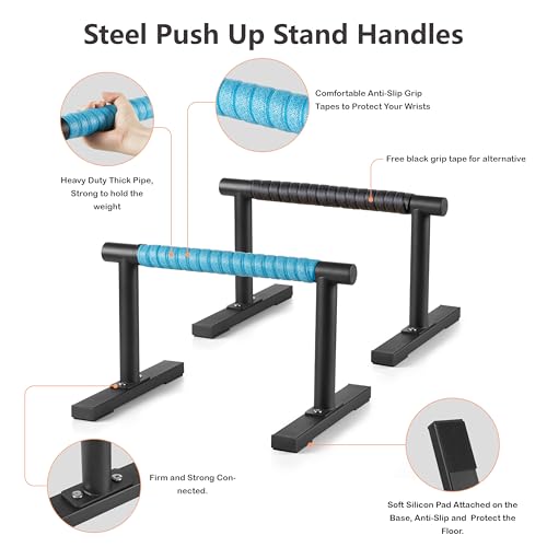 Purife Strength Training Parallettes I-Sit Push Up Bars, Pushup Handles Calisthenics Equipment for Home Workout, Anti-slip...