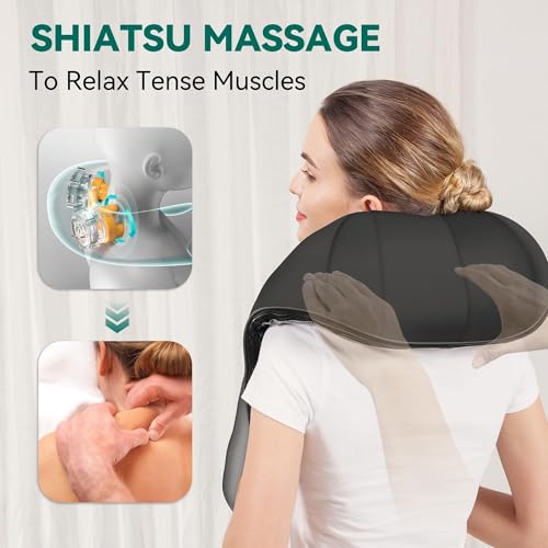 Snailax Cordless Massager - Shiatsu Neck and Shoulder Massager with Heat, FSA Eligible, Portable, Lumbar, Back Electric Ma...