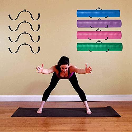 Wall Mount Yoga Mat Foam Roller and Towel Rack Hooks , Exercise Mat Storage Shelf for Hanging Yoga Strap and Resistance Ba...