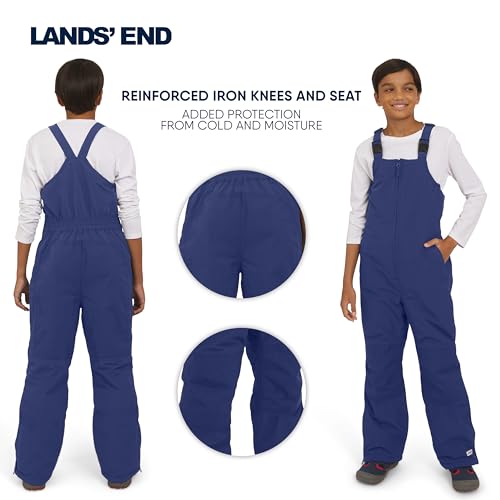 Lands' End Unisex Kids Squall Waterproof Adjustable Insulated Iron Knee Snow Bib Overalls