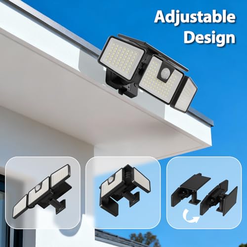 INCX Solar Lights Outdoor Waterproof, 3000 LM 156 LED Motion Sensor Outdoor Lights, 3 Heads Solar Powered Security Flood L...