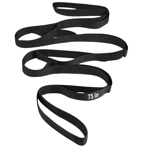 Yoga Straps for Stretching, Non-Elastic Stretch Band with 10 Loops, Durable Flexibility Strap for Physical Therapy, Pilate...