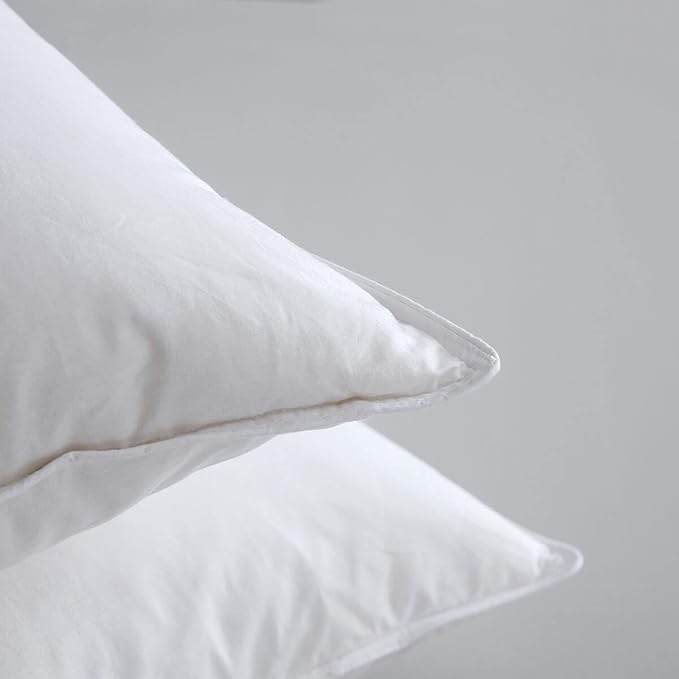 Luxury Goose Feathers Down Pillows Standard Size Set of 2, Hotel Quality Fluffy Bed Pillows, Soft Pillows for Sleeping, Organic Cotton Cover(20x26”, Pack of 2)