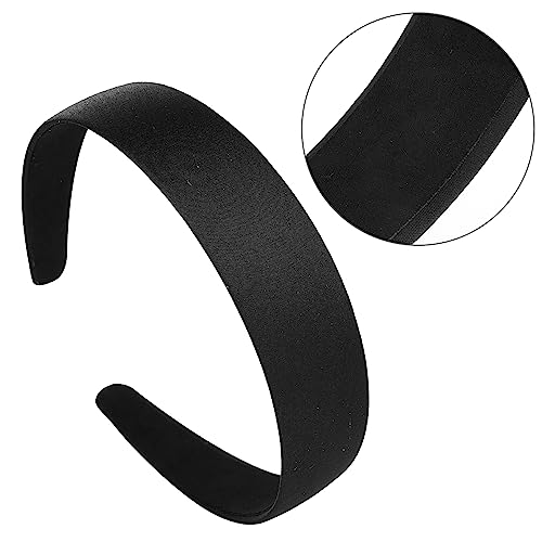 WLLHYF 2 Pieces Satin Headbands 1 Inch Wide Hard Head Band Fashion Solid Headband Anti-slip Plain Hair Bands Diy Hair Acce...