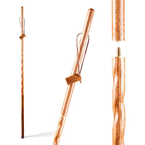 Brazos Handcrafted Wood Walking Stick, Twisted Oak, Traveler Style, for Men & Women, Made in The USA, 55"