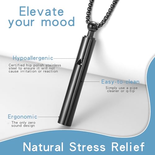 Anxiety Breathe Easy Necklace Mindfulness Breathing Necklace Breathlace Stainless Steel Pendant for Natural Calm & Stress ...
