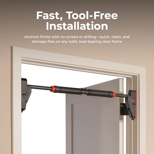 Sunny Health & Fitness Adjustable Doorway Pull Up Bar – Chin Up Bar for Home Gym Training