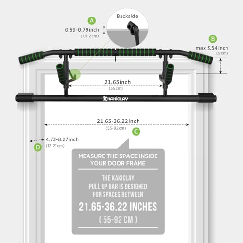 KAKICLAY New Upgrade Pull Up Bar for Doorway - Foldable Design & Space-Saving, Upto 440 Lbs Capacity, No Screwing or Slipp...