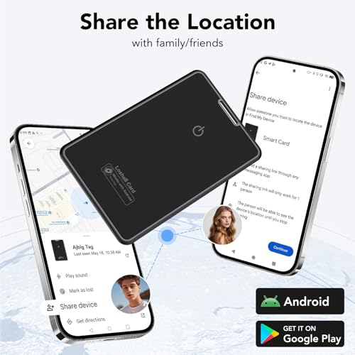 2 Pack Wallet Tracker Card for Android Bluetooth Tracker Work with Google Find Hub(Android Only), IP68 Waterproof, Item Fi...