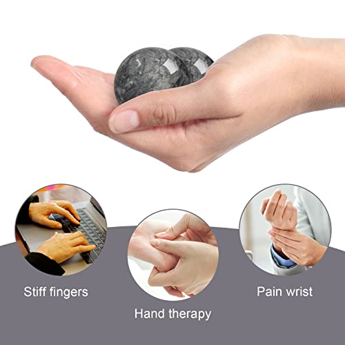 Coolrunner 2'' Marble Dark Grey Baoding Balls Chinese Health Stress Relieve Hand Exercise Hand Massage Hand Balls