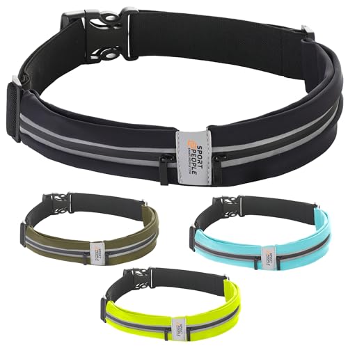 Running Belt for Women and Men, Waterproof Phone Holder for Running, Reflective 2-Pocket Waist Pack for Storing Runner’s E...