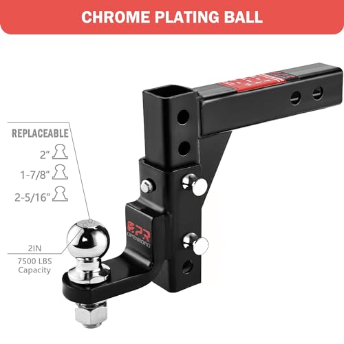 OPENROAD Adjustable Trailer Hitch Ball Mount - Fits 2-Inch Receiver, 2" Tow Balls, 7500lbs, 9-1/2" Drop/ 8-1/4" Rise, Heav...
