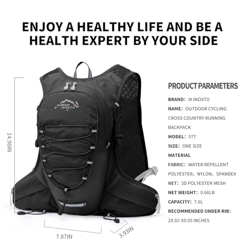 IX INOXTO Running Hydration Vest for Men Women Water Backpack for Running 3L Running Hydration Pack for Trail Running Mara...