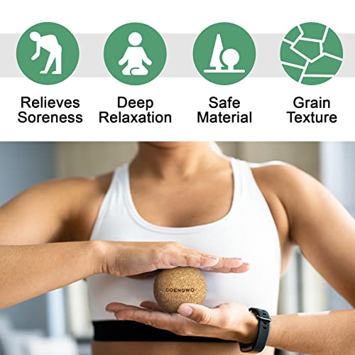 COENGWO Cork Massage Ball, Cork Myofascial Release Ball, Yoga Therapy Ball for Trigger Point Therapy, Muscle Knots, Deep T...