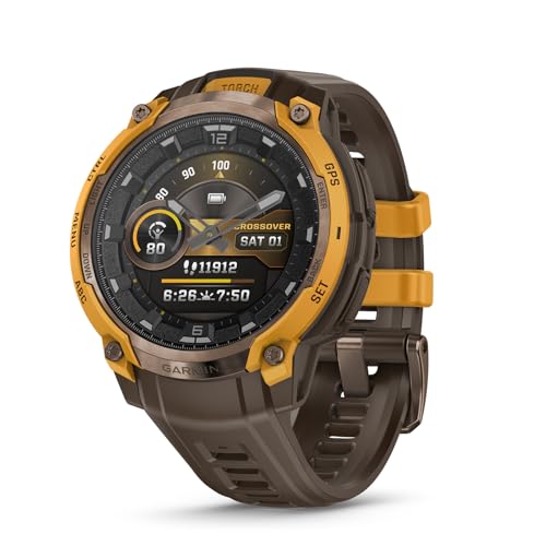 Garmin Instinct® Crossover AMOLED, Rugged Hybrid GPS Smartwatch with Analog Watch Hands and Bright AMOLED Display, Bronze/...