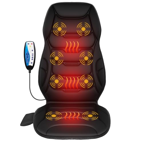 COMFIER Back Massager with Heat, Vibration Massage Seat Cushion with 8 Massage Nodes & 5 Modes, Adjustable Chair Massager ...