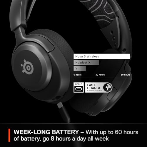 SteelSeries Arctis Nova 5 Wireless Multi-System Gaming Headset — Neodymium Magnetic Drivers — 100+ Audio Presets — 60 HR B...