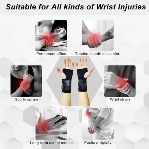 WOXVM 2 Pack Wrist Brace, Compression Wrist Support Splint for Women Men, Adjustable Wrist Strap Compression Wraps Fit Rig...