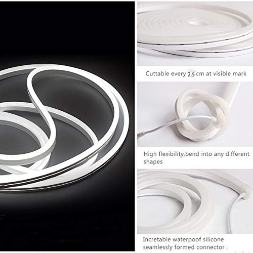 Vasten Flexible White Led Neon Flex Rope Light, Ip67 Waterproof, 8X16Mm, 5000Mm Silica Gel Tube