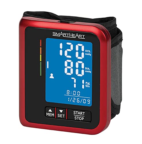 SmartHeart Blood Pressure Monitor | D-Ring Wrist Cuff | Advanced Inflation Technology | Rechargeable | 2-Person Memory