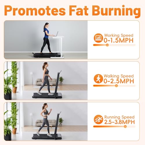 FansaFurn Compact Armless Treadmill – Compact, Quiet 3-in-1 Under Desk Treadmill for Home & Office, 200 lb Capacity, Spac...