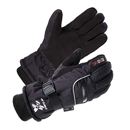 SKYDEER 100% Waterproof and Premium Deerskin Suede Leather Ski Gloves with 150G 3M Thinsulate Lining, Ultra Soft & Durable...