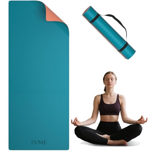 Yoga Mat Non Slip, Anti-Tear 1/4 Thick TPE Yoga Mats for Women and Men, 72"x24" Exercise & Fitness Mat with Carrying Stra...