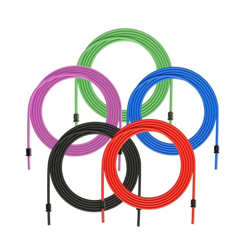 MOGOLD Adjustable Jump Rope for Home Fitness - 5mm PVC Cord with Ball Bearings, Anti-Slip Rubber& Alloy Handles for Beginn...